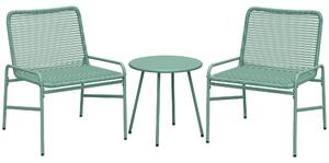 Outsunny 3 Piece Rattan Bistro Set, Outdoor Garden Furniture Set with 2 Chairs, Round Coffee Table for Patio, Balcony, Green