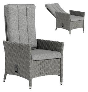 Outsunny 105°-150° Reclining Rattan Chair - Light Grey