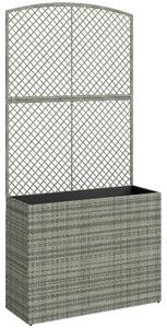 Outsunny Rattan Planter with Trellis, Raised Beds for Garden with Liner for Climbing Plants Vegetables Flowers, Dark Grey