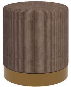 HOMCOM Corduroy Fabric Round Footstool, Modern Upholstered Foot Stool for Living Room, Entryway, Light Brown