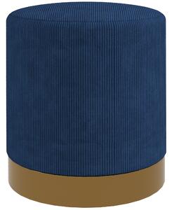 HOMCOM Soft Padded Corduroy Footstool - Dark Blue