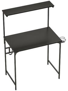 HOMCOM Computer Desk, 80cm Home Office Study Table with Hutch Shelf, Cup Holder, Headphone Hook, Black