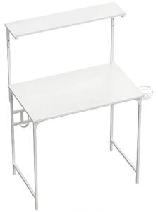 HOMCOM Computer Desk, 80cm Home Office Study Table with Hutch Shelf, Cup Holder, Headphone Hook, White