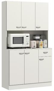 HOMCOM Freestanding Kitchen Pantry Storage Cabinet - White Aosom UK