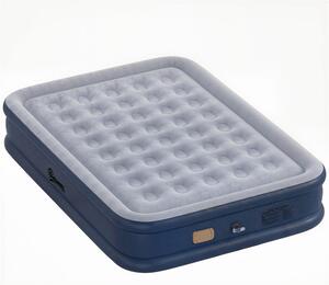 Outsunny Inflatable Mattress, Double Air Bed with Built-in Electric Pump, 3 Mins Inflation, Flocked Surface, Grey