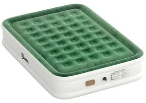 Outsunny Inflatable Mattress, Double Air Bed with Built-in Electric Pump, 3 Mins Inflation, Flocked Surface, Dark Green