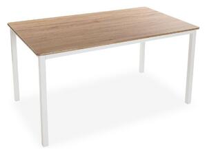 Dining Table White Brown MDF Wood (80 x 76 x 140 cm)