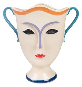 Vase Romimex Multicolour Ceramic Face 34 x 36 x 19 cm With handles