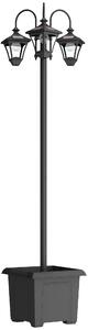 Outsunny Solar Lamp Post with Dusk-to-Dawn Sensor Street Light with 3-Head Planter 185 cm Black