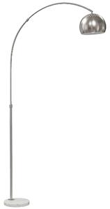 HOMCOM Arc Floor Lamp for Living Room, Modern Adjustable Standing Lamp with Faux Black Marble Base Silver Tone