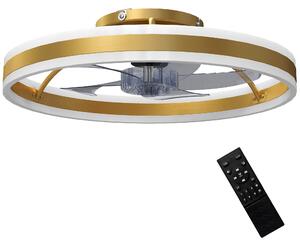 HOMCOM Ceiling Fan with Light and Remote, LED Mount Ceiling Fan with 3 Colour Temperatures, 6 Speed, 50 cm, Gold Tone