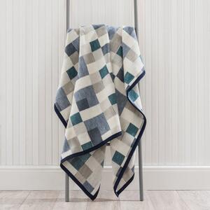 Super Soft Mini Squares Blue Throw Blanket