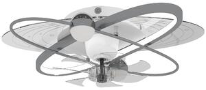 HOMCOM Ceiling Fan with Light and Remote, 3 Colour Temperatures, LED Mount Ceiling Fan Light for Bedroom, Silver Tone