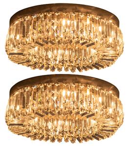 HOMCOM Crystal Ceiling Lights Set of 2, Modern Flush Chandeliers with Stainless Steel Base, Pendant Lights for Living Room Bedroom Dining Room, Silver Tone
