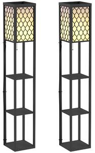 HOMCOM Three-Shelf Standing Lamps Set of 2 - Black