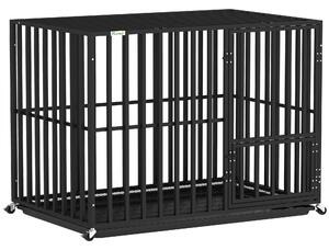PawHut Heavy Duty Dog Crate, Dog Cage with Wheels for Extra Large Breeds, Metal Pet Kennel with Removable Tray