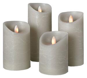 Shine LED candle, Ø 7.5 cm, grey, height 17.5 cm