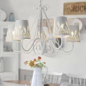 Spiga chandelier 5 fabric lampshades ears of wheat