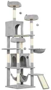 PawHut Cat Tree, 192 cm Large Multi-Level Cat Tower for Indoor Kittens with 8 Scratching Posts, 3 Plush Beds, 2 Hammocks