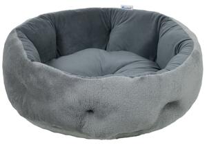 PawHut Cat Bed, Reversible Dog Pet Bed for Indoor Cats and Small Dogs, Round Bed with Supportive Bolster, Dark Grey