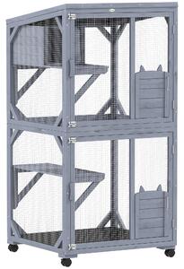 PawHut Movable Outdoor Catio with Resting Box, 3 Jumping Platforms, Waterproof Asphalt Roof for Outdoor Indoor
