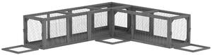 PawHut Cat Tunnel, 250cm Extra Long Wooden Cat Play Tunnel with 8 Doors, L-shape/Rectangle, Outdoor Cat Enclosure, Dark Grey