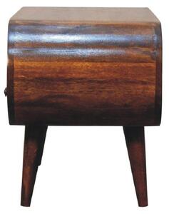 100% Solid Mango Wood Round TV Stand with 2 Smooth‑Gliding Drawers and Open Slot, Table for Living Room, 35L x 90W x 45H cm, Brown Aosom UK