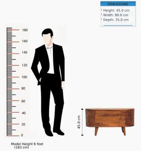 Solid Mango Wood Round Coffee Table with 2 Smooth-Gliding Drawers, Handcrafted Eco-Friendly Desk for Living Room, 45L x 85W x 38H cm, Brown Aosom UK
