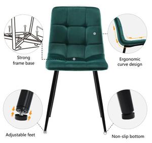 Round Dining Table Set with 4 Ergonomic Velvet Chairs, Gold Metal Legs & Marble Tabletop, Perfect for Modern Interiors, White+Green Aosom UK