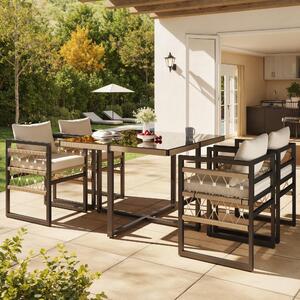 Hand-Woven Garden Sofa Set with Foam Cushions, Stylish Garden Lounge Set for 4 People, 110L x 110W x 74H cm, Beige+Black Aosom UK