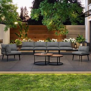 Modular Garden Sofa Set with Washable Zip-Off Cushion Covers, Versatile Garden Lounge Set for Patio, 160L × 64W × 75H cm, Gray Aosom UK