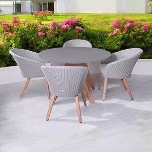 Luna Round Outdoor Concrete Dining Table with 4 Sol Dining Chairs