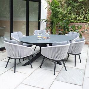 Aspen Ceramic Top Outdoor Dining Table with 6 Rope Chairs