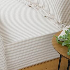 The Linen Yard Hebden Natural Stripe 100% Cotton Fitted Sheet