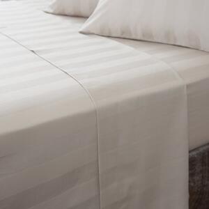 Hotel Cotton 230 Thread Count White Stripe Flat Sheet