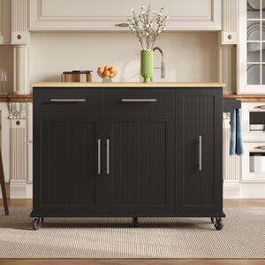 Sleek Kitchen Trolley with Drop Leaf, Pull-Out Organiser, Mobile Kitchen Island with Lockable Castors, 120L x 40W x 90H cm, Black+Natural Aosom UK