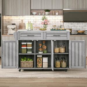 Sleek Kitchen Trolley with 2 Drawers and Foldable Tabletop, Mobile Kitchen Island with Wood Veneer, 129L x 46W x 91.5H cm, Grey+White Aosom UK