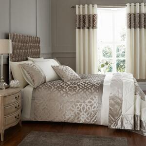 Catherine Lansfield Natural Lattice Cut Velvet Duvet Cover and Pillowcase Set