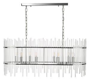 Dar Lighting Finola 8 Light Ceiling Bar Pendant Light In Polished Chrome With Glass Rods FIN0850