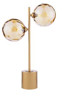 Dar Lighting Spiral 2 Light Table Lamp In Matt Gold Finish With Champagne Dimpled Glass