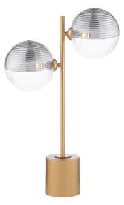 Dar Lighting Spiral 2 Light Table Lamp In Matt Gold Finish With Smoked And Clear Ribbed Glass
