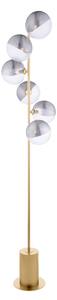 Dar Lighting Spiral 6 Light Floor Lamp In Matt Gold With Smoked And Clear Ribbed Glass