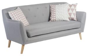 Shawnee Fabric 3 Seater Sofa With Oak Legs In Grey