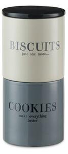 Set of 2 Monochrome Cookie and Biscuit Stacking Canisters