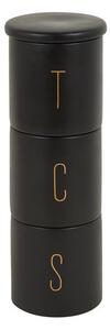 Set of 3 Matt Black Stacking Canisters