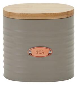 Grey and Copper Metal Tea Canister