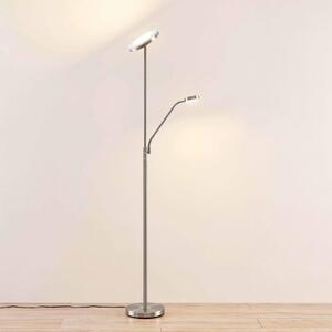 Lindby Sumani LED floor lamp, round, nickel