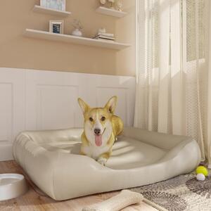 Dog Bed Beige 105x80x25 cm Faux Leather