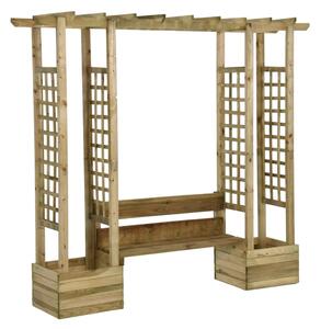 Garden Pergola with Bench&Planters Impregnated Solid Wood Pine