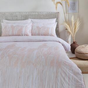 The Linen Yard Pampas Grass Blush 100% Cotton Reversible Duvet Cover and Pillowcase Set